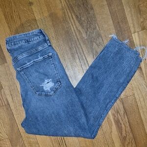 Abercrombie & Fitch Distressed Blue Ankle Jeans